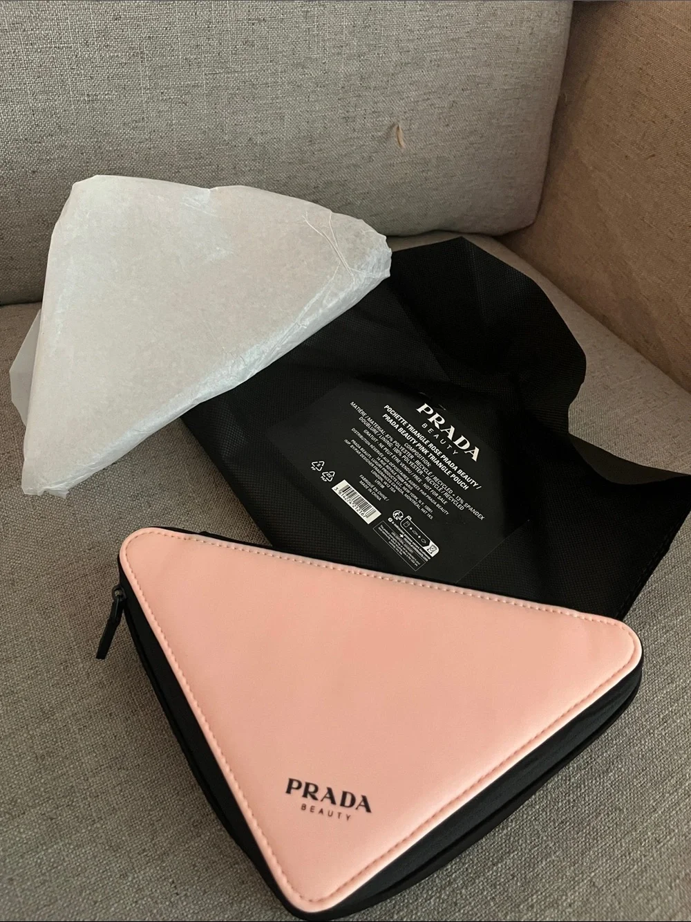 Prada Beauty Pink Triangle Cosmetic Pouch- New